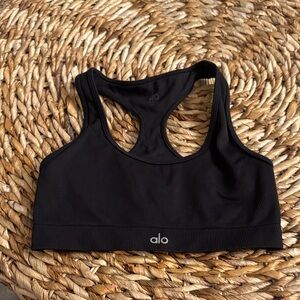 ALO Yoga Black Ribbed Sports Bra